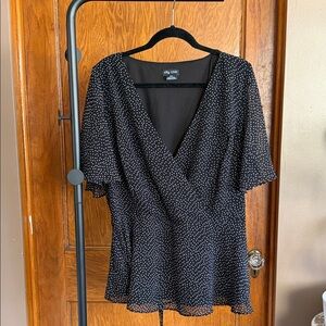 City Chic Black and White Dotted Blouse